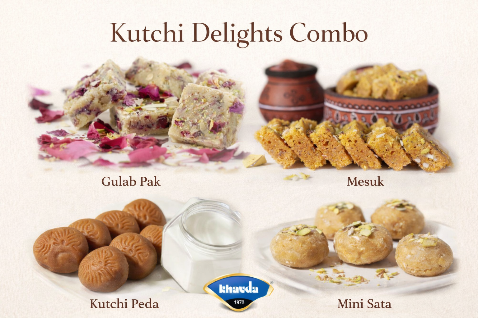 Kutchi Delights | Gulab Pak, Mesuk, Kutchi Penda, Kutchi Mini Sata | 250 gms each