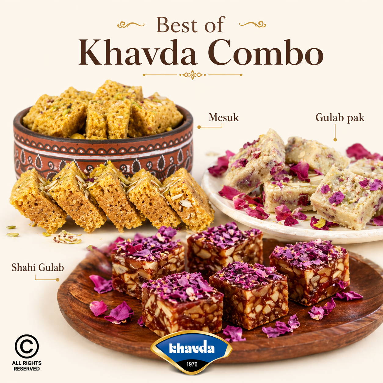Best of Khavda | Mesuk, Gulab Pak & Shahi Gulab | 250 gms each