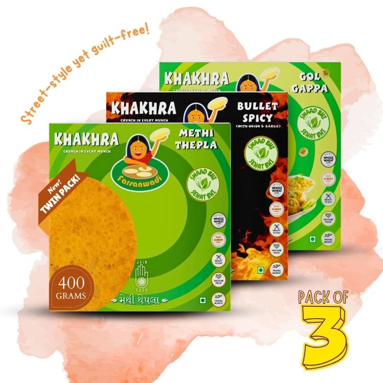 Spicy Street Trio – Thepla, Golgappa & Bullet Khakhra