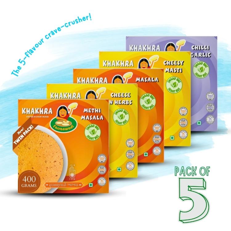 Spice & Cheese Mania – 5 Flavour Khakhra Combo