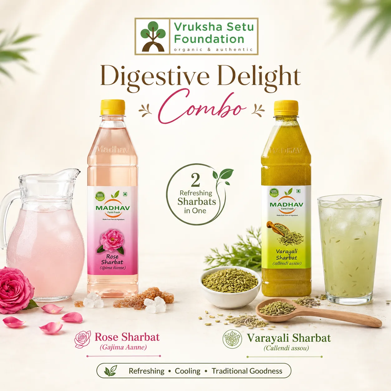 Digestive Delight Sharbat Combo  by Vruksha Setu | 2 Flavours