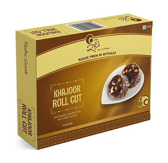 Sugarless Black Dates Dry Fruit Roll Cut