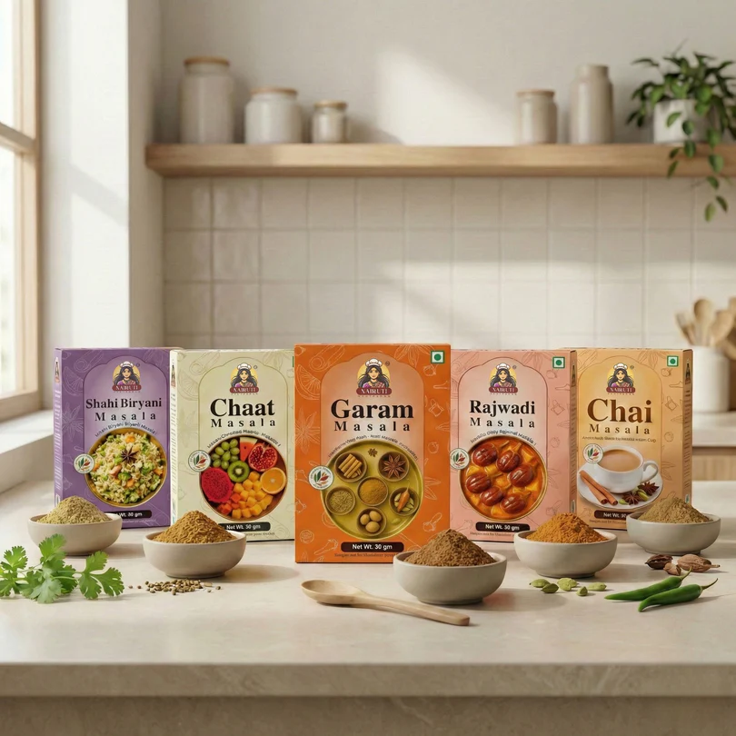 Family Masala | Chai Masala, Chat Masala, Garam Masala, Rajwadi Masala & Shahi Biryani 