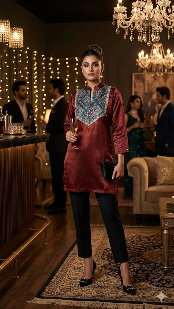v nack handwork blouse