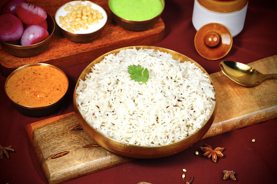 Zeera Rice With Raita Or Gravy (serves 1-2)