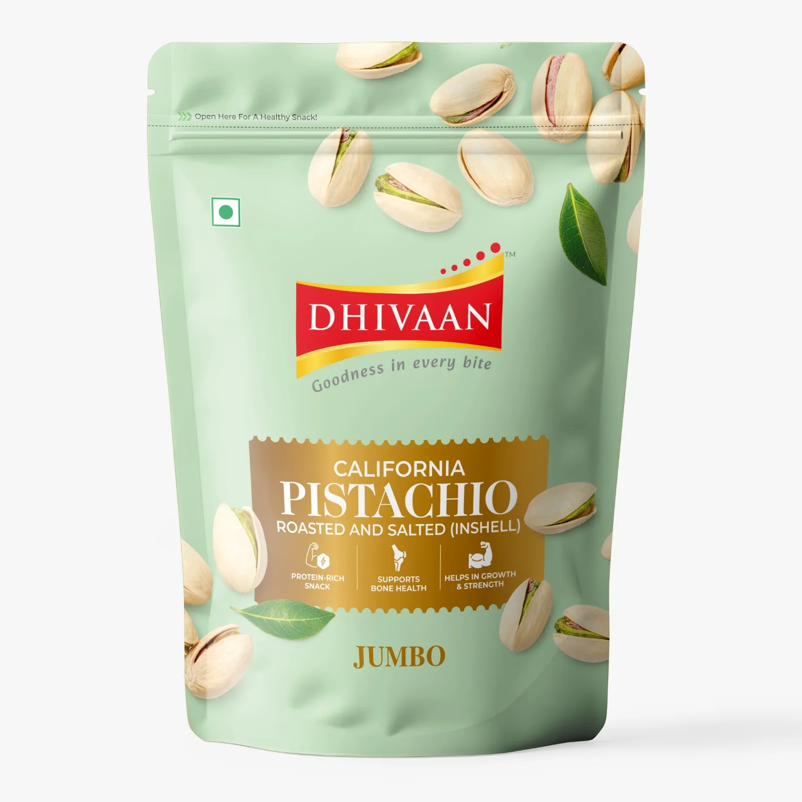Roasted & Salted Inshell California Pistachio Jumbo by Dhivaan | 250 gms