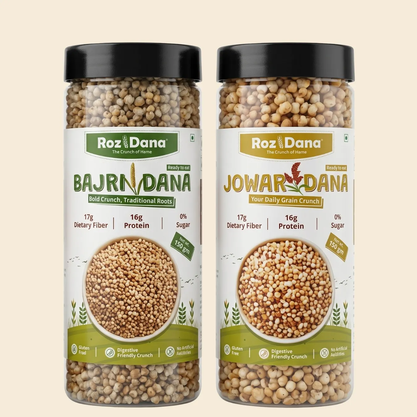 Millet Crunch Pack - Bajri + Jowar (150g x 2 Jars)