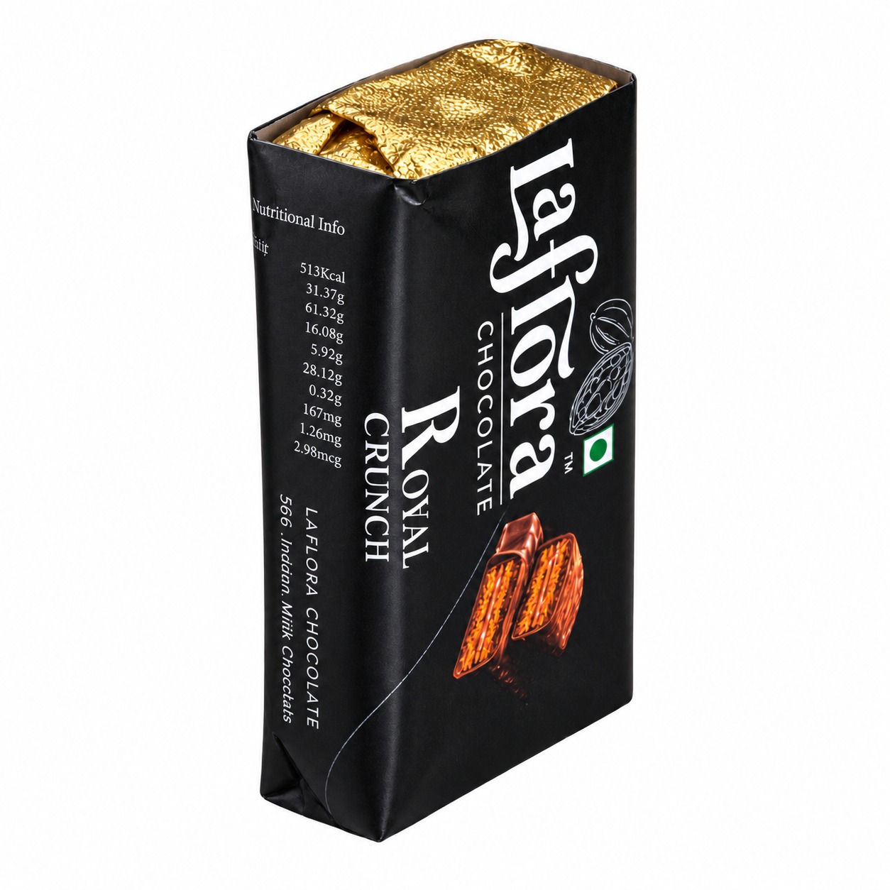 Royal Crunch Chocolate Bar | Biscoff Crunch & Creamy Chocolate | 140 gms