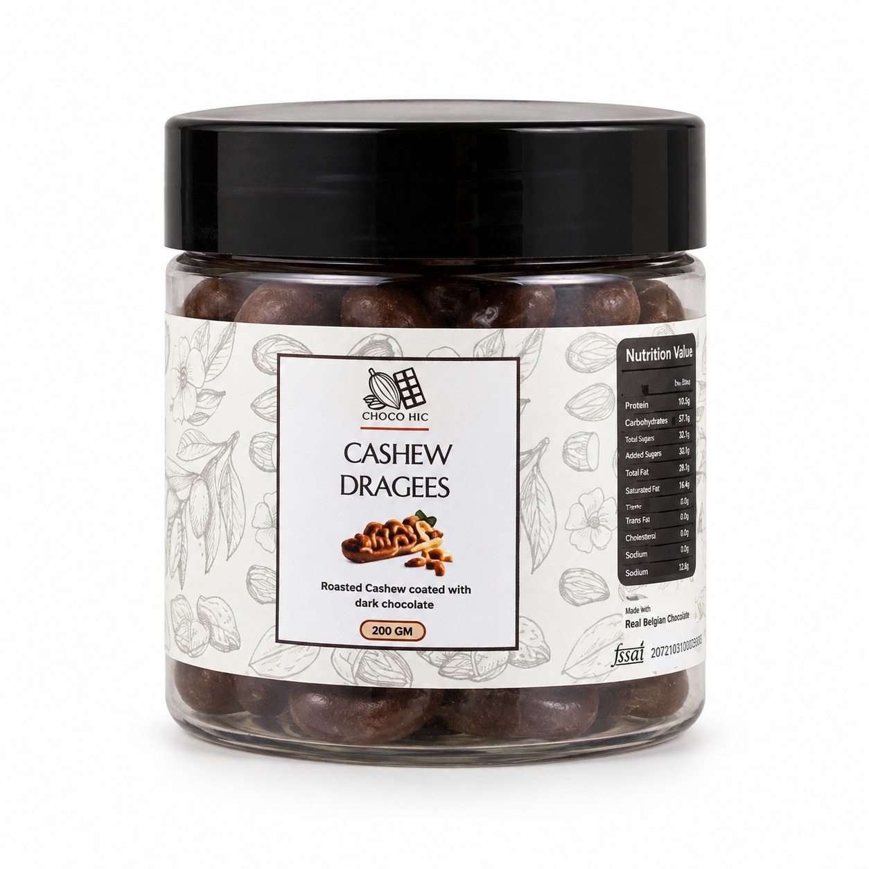 Chocolate Coated Cashew | Dark Chocolate Cashew Dragees | 200 gms