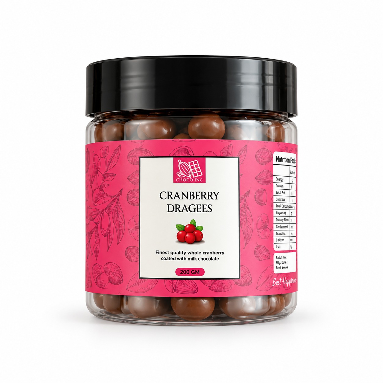 Cranberry Dragees | Dark Chocolate Coated Cranberries | 200 gms