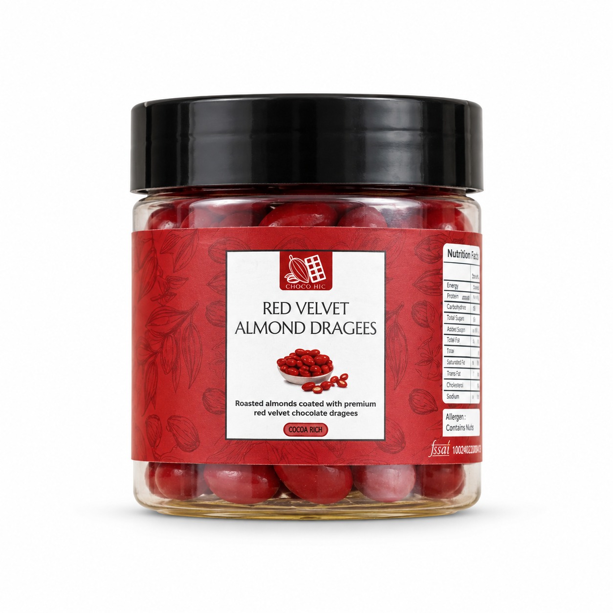 Red Velvet Almond Dragees | Chocolate Coated Whole Almonds | 200 gms