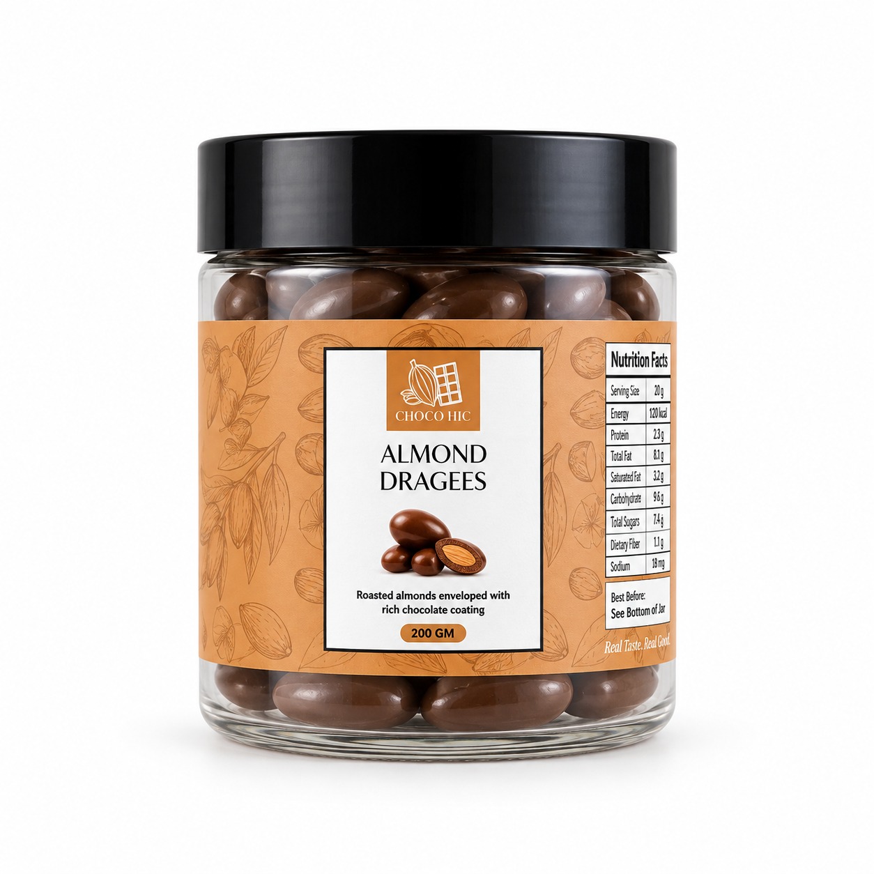 Chocolate Coated Almond | Dark Chocolate Almond Dragees | 200 gms
