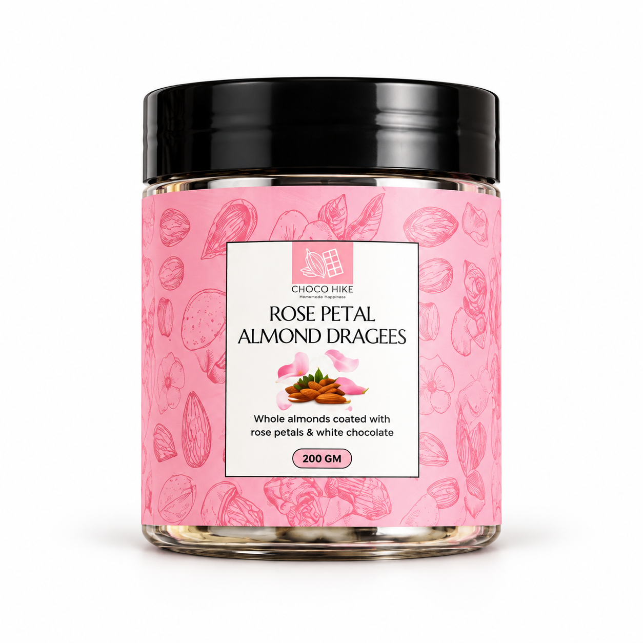 Rose Petal Almond Dragees | White Chocolate Coated Almonds | 200 gms