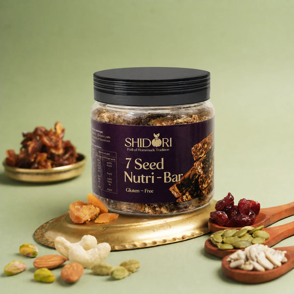 7 Seeds Nutri Bar with Dates, Jaggery & Nuts by Shidori