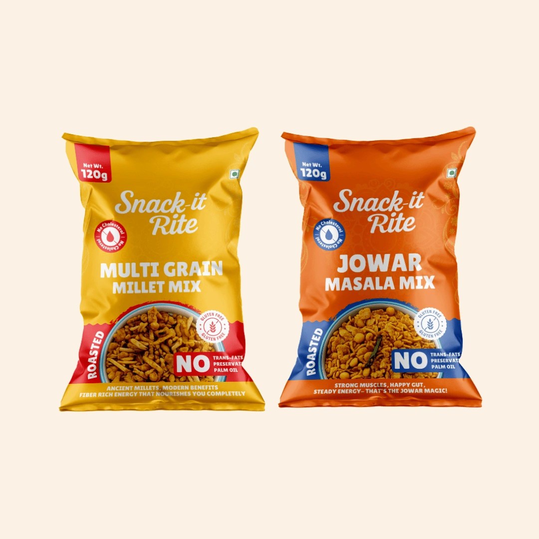 Roasted Millet Snack Combo | Multigrain Millet Mix & Jowar Masala Mix | 120 gms × 2 Packs 
