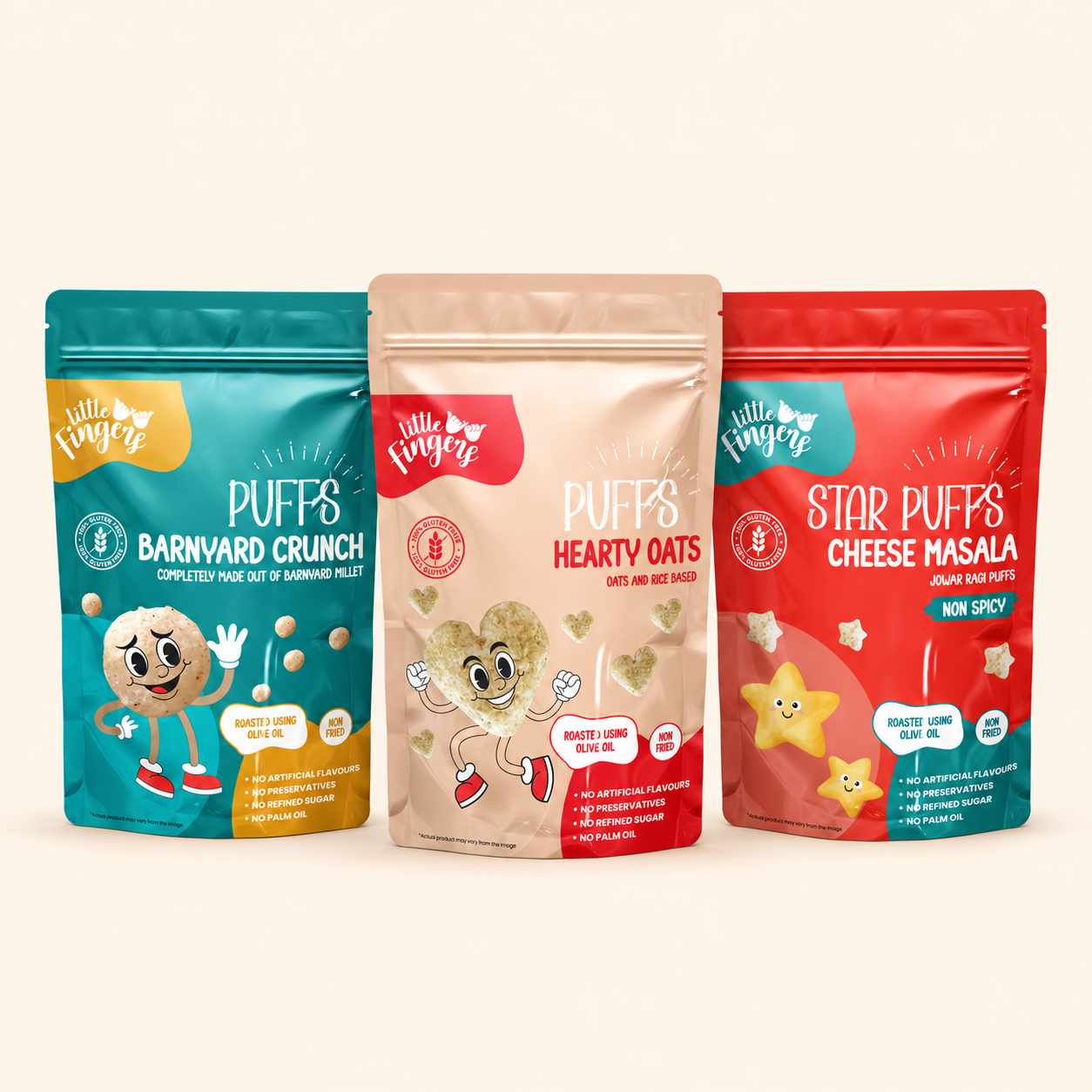 Roasted Multigrain Puffs Combo | Millet, Oats & Ragi-Jowar | 30 gms × 3 Packs
